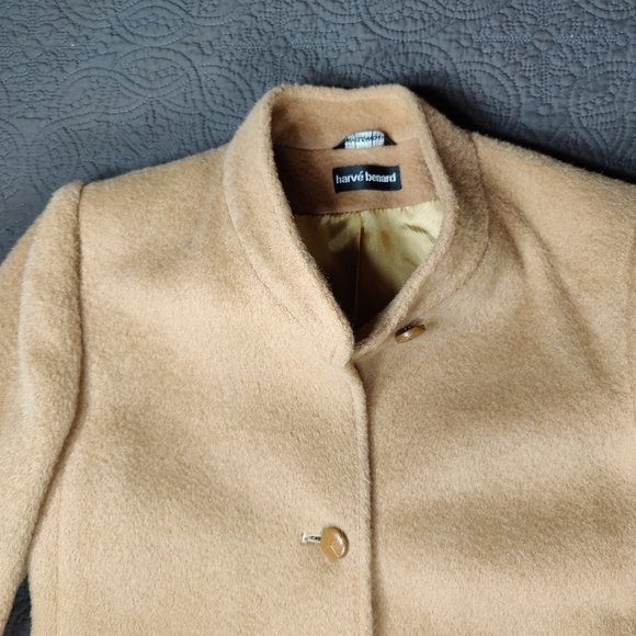 Harve Bernard Tan Cashmere Wool Button Front Coat Union Made Womens 6 Timeless - Picture 3 of 16